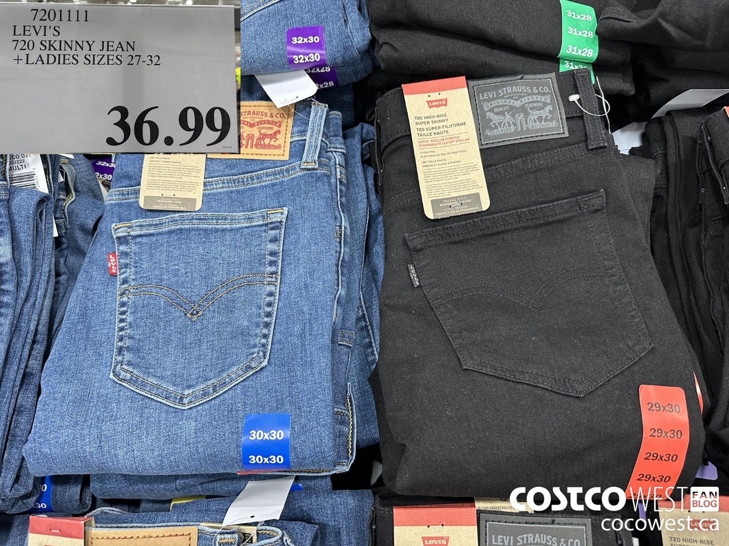 7201111 LEVI'S 720 SKINNY JEAN LADIES SIZES 27-32 $36.99