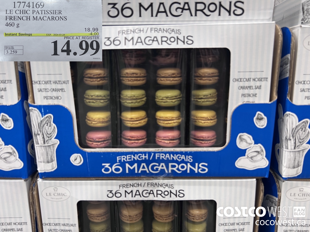 1774169 LE CHIC PATISSIER FRENCH MACARONS 460G ($4.00 INSTANT SAVINGS EXPIRES ON 2024-03-24) $14.99