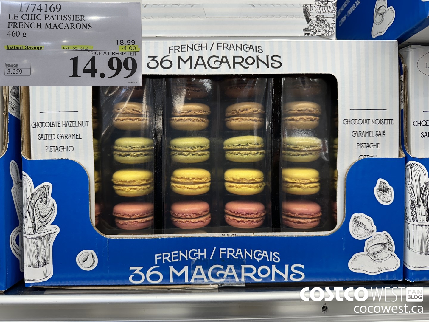 1774169 LE CHIC PATISSIER FRENCH MACARONS 460G ($4.00 INSTANT SAVINGS EXPIRES ON 2024-03-29) $14.99