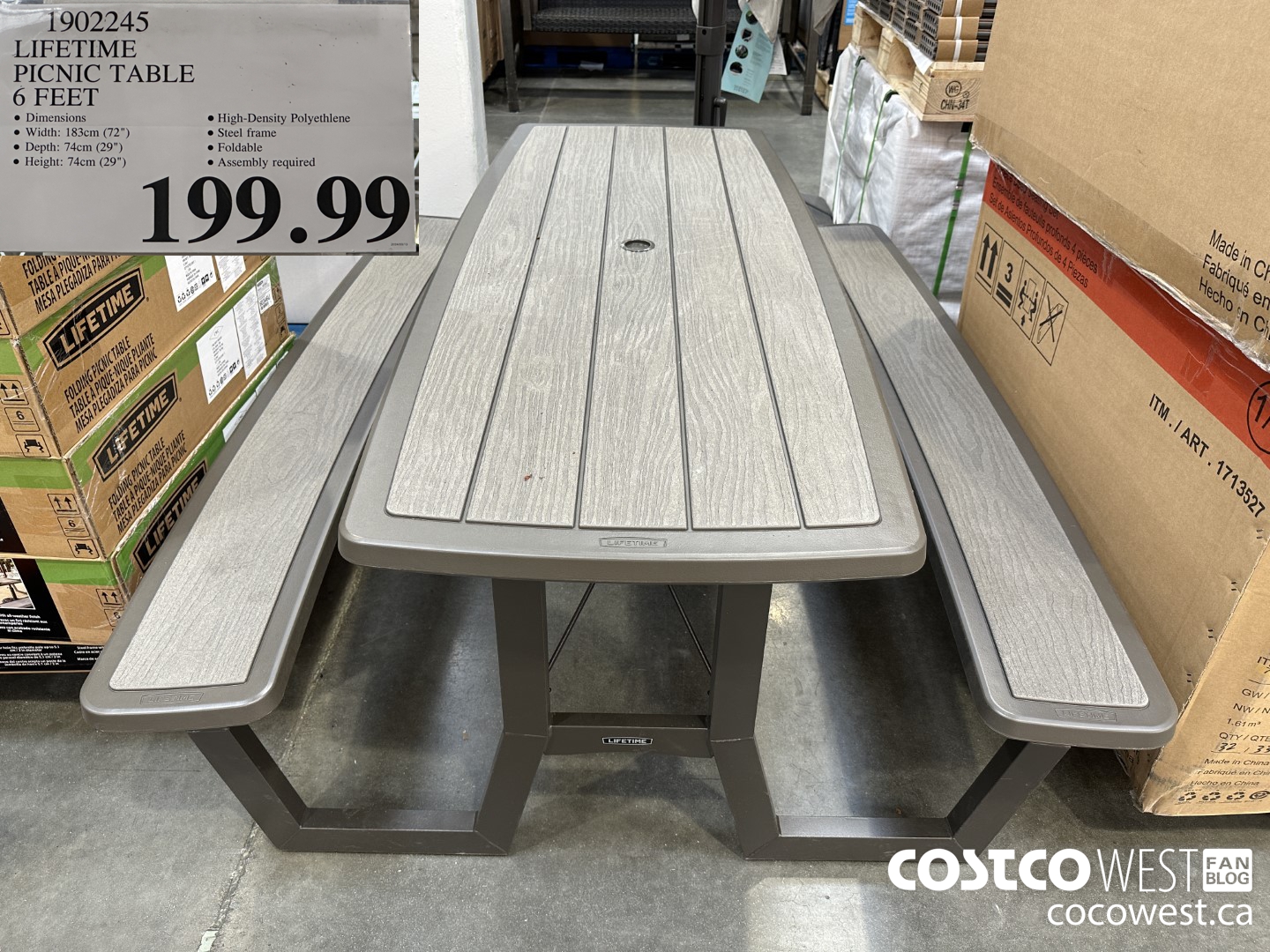 1902245 LIFETIME PICNIC TABLE 6 FEET $199.99