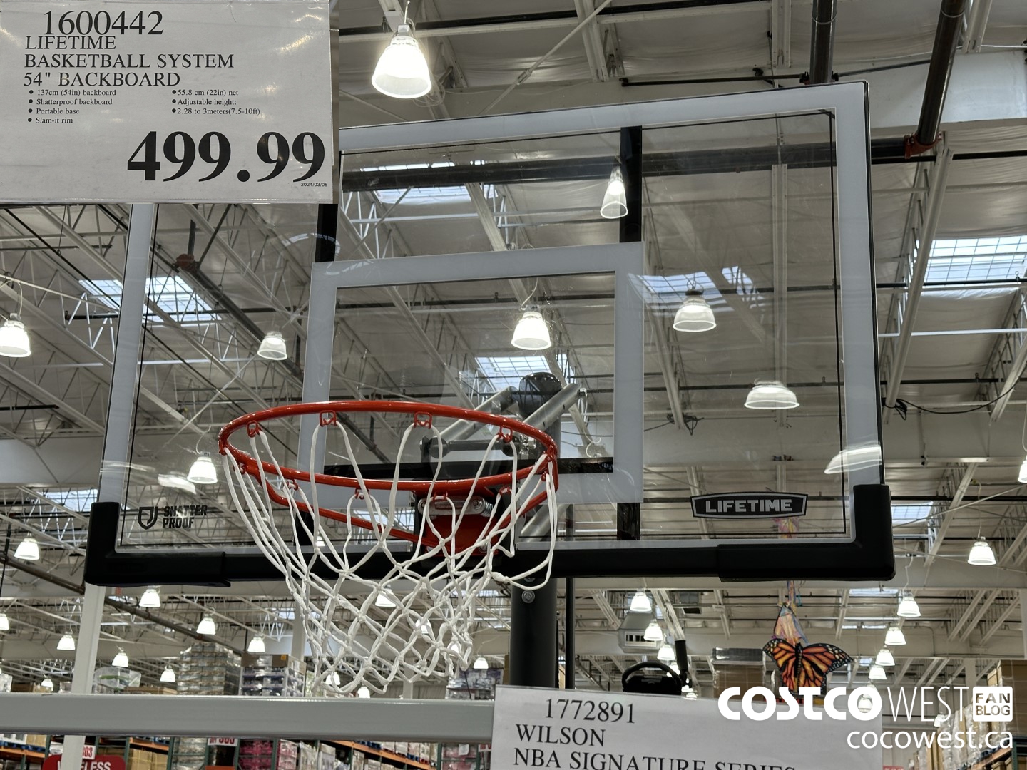 1600442 LIFETIME PRODUCTS BASKETBALL SYSTEM 54IN BACKBOARD $499.99