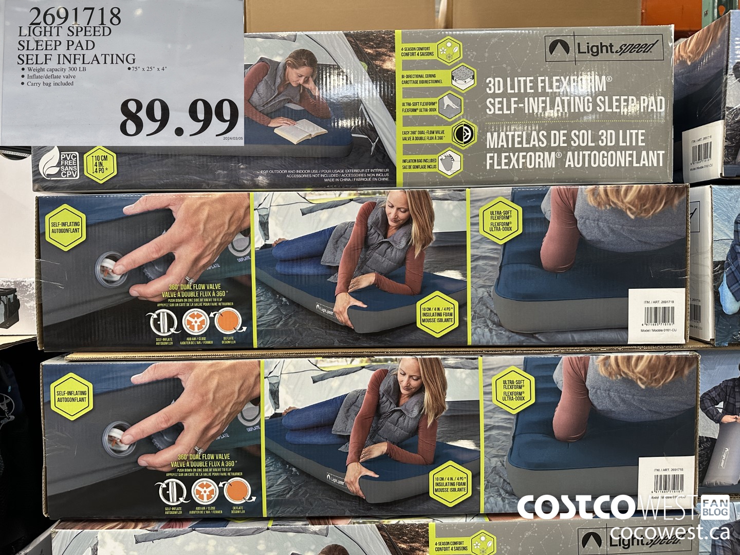 2691718 LIGHT SPEED SLEEP PAD SELF INFLATING $89.99