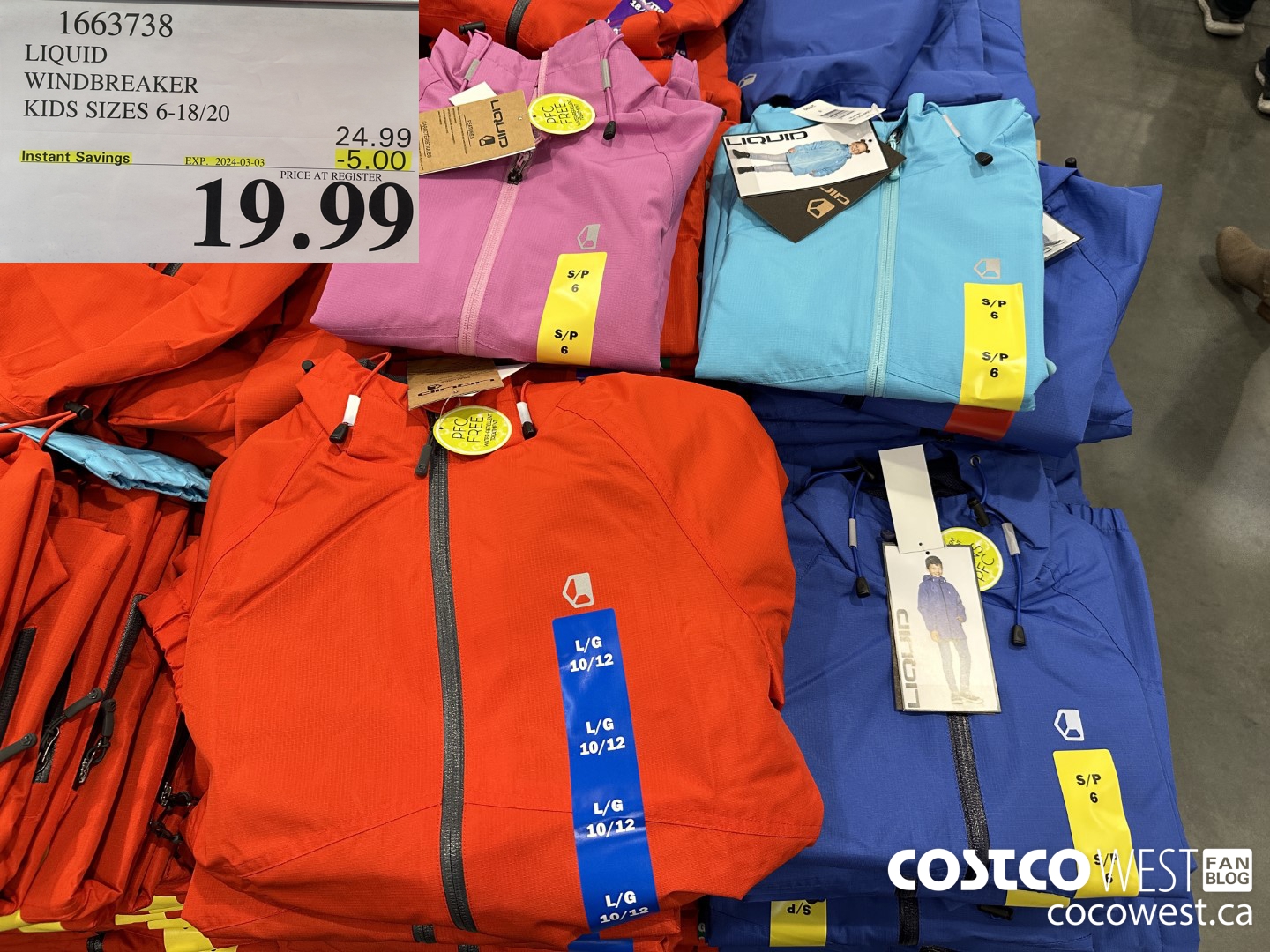 1663738 LIQUID WINDBREAKER KIDS SIZES 6-18/20 ($5.00 INSTANT SAVINGS EXPIRES ON 2024-03-03) $19.99