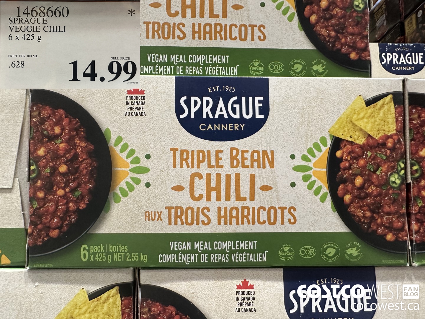 1468660 LODGE & STOVE VEGGIE CHILI 6 x 425 ml $14.99