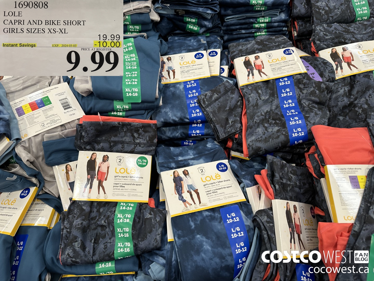 1690808 LOLE CAPRI AND BIKE SHORT GIRLS SIZES XS-XL ($10.00 INSTANT SAVINGS EXPIRES ON 2024-03-03) $9.99