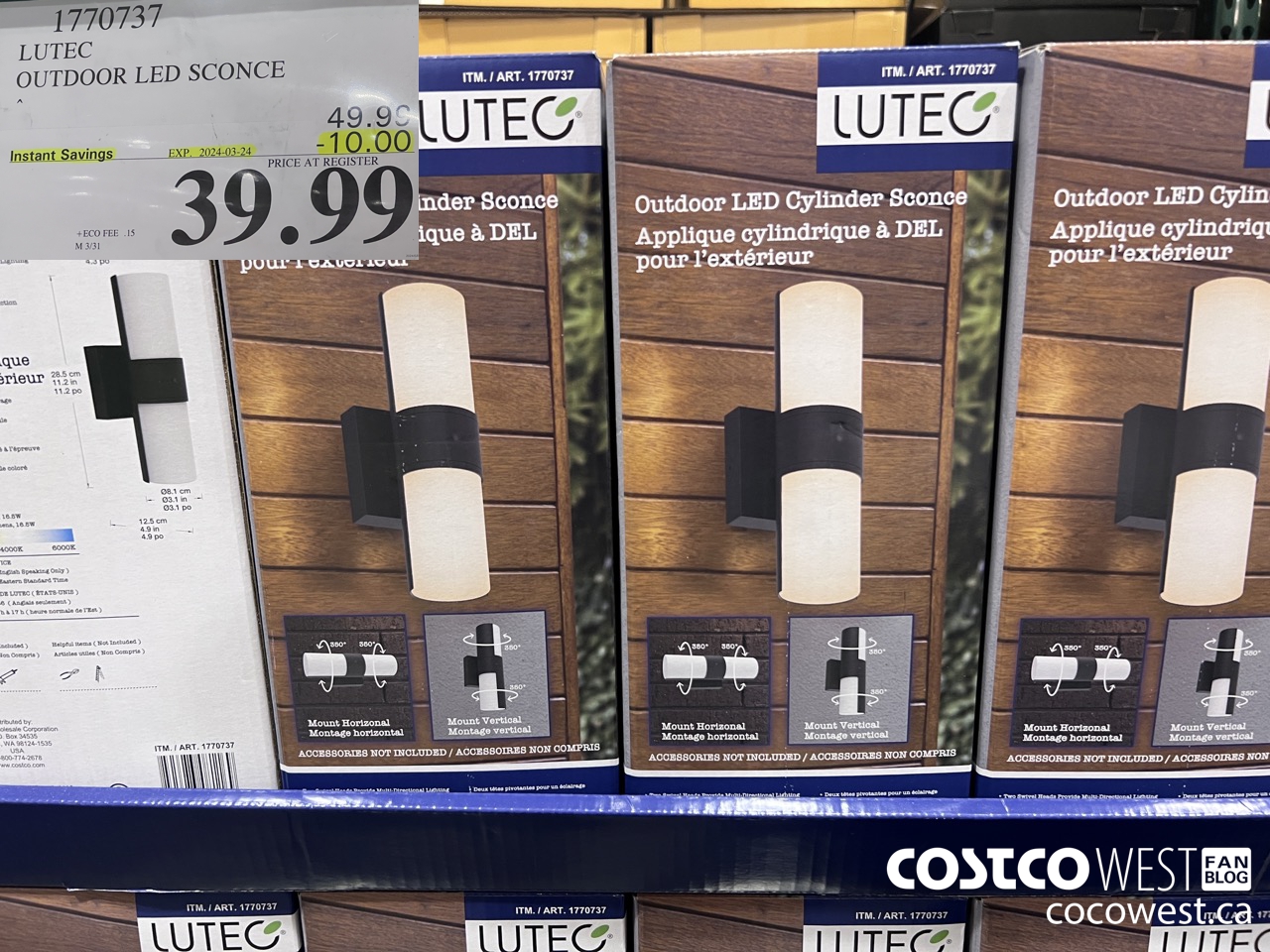 1770737 LUTEC OUTDOOR LED SCONCE ($10.00 INSTANT SAVINGS EXPIRES ON 2024-03-24) $39.99