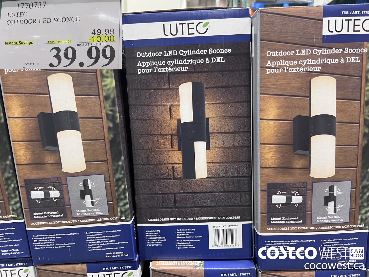 1770737 LUTEC OUTDOOR LED SCONCE ($10.00 INSTANT SAVINGS EXPIRES ON 2024-03-24) $39.99