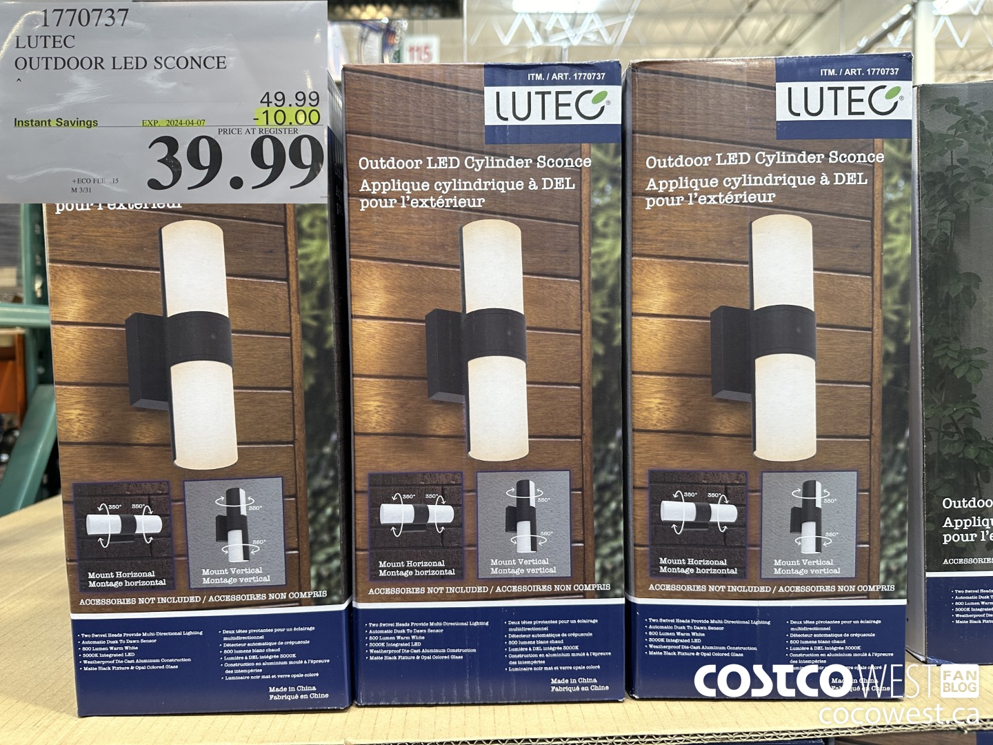 1770737 LUTEC OUTDOOR LED SCONCE ($10.00 INSTANT SAVINGS EXPIRES ON 2024-04-07) $39.99