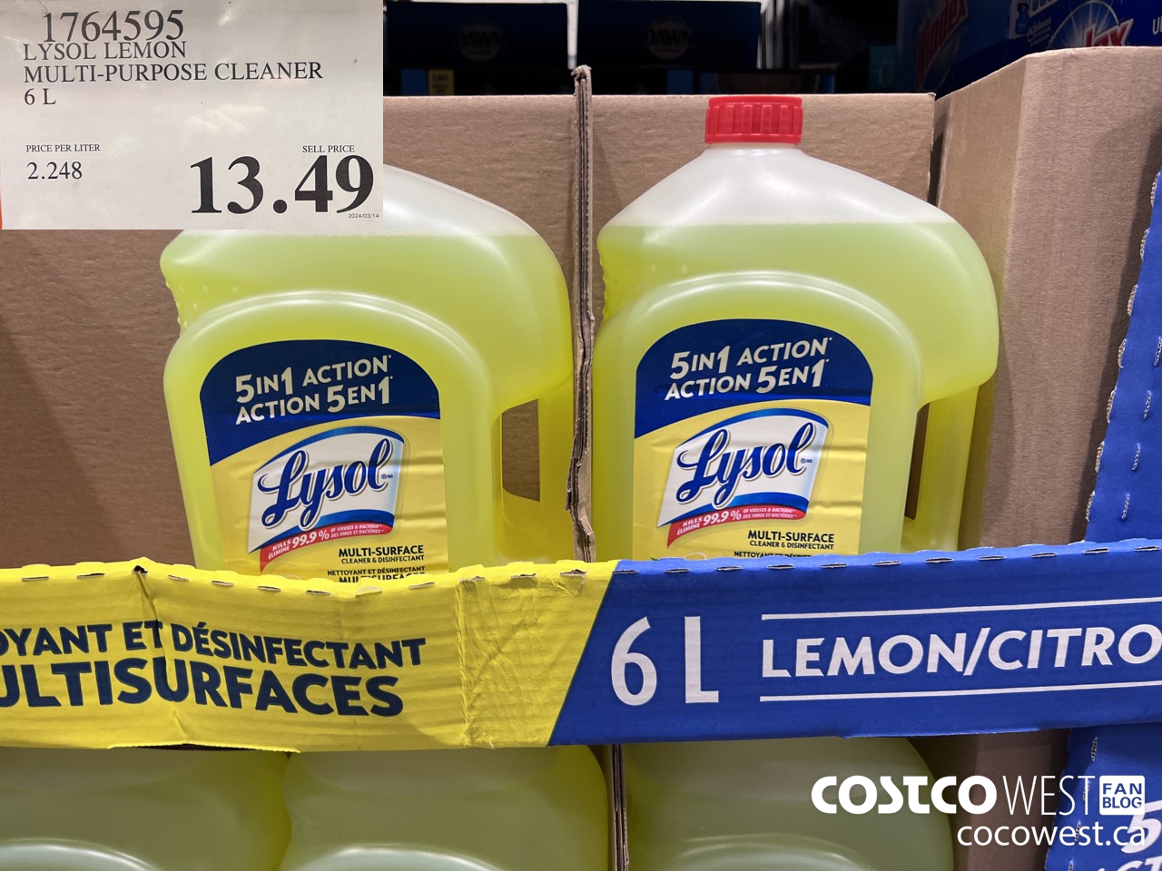 1764595 LYSOL LEMON MULTI-PURPOSE CLEANER $13.49