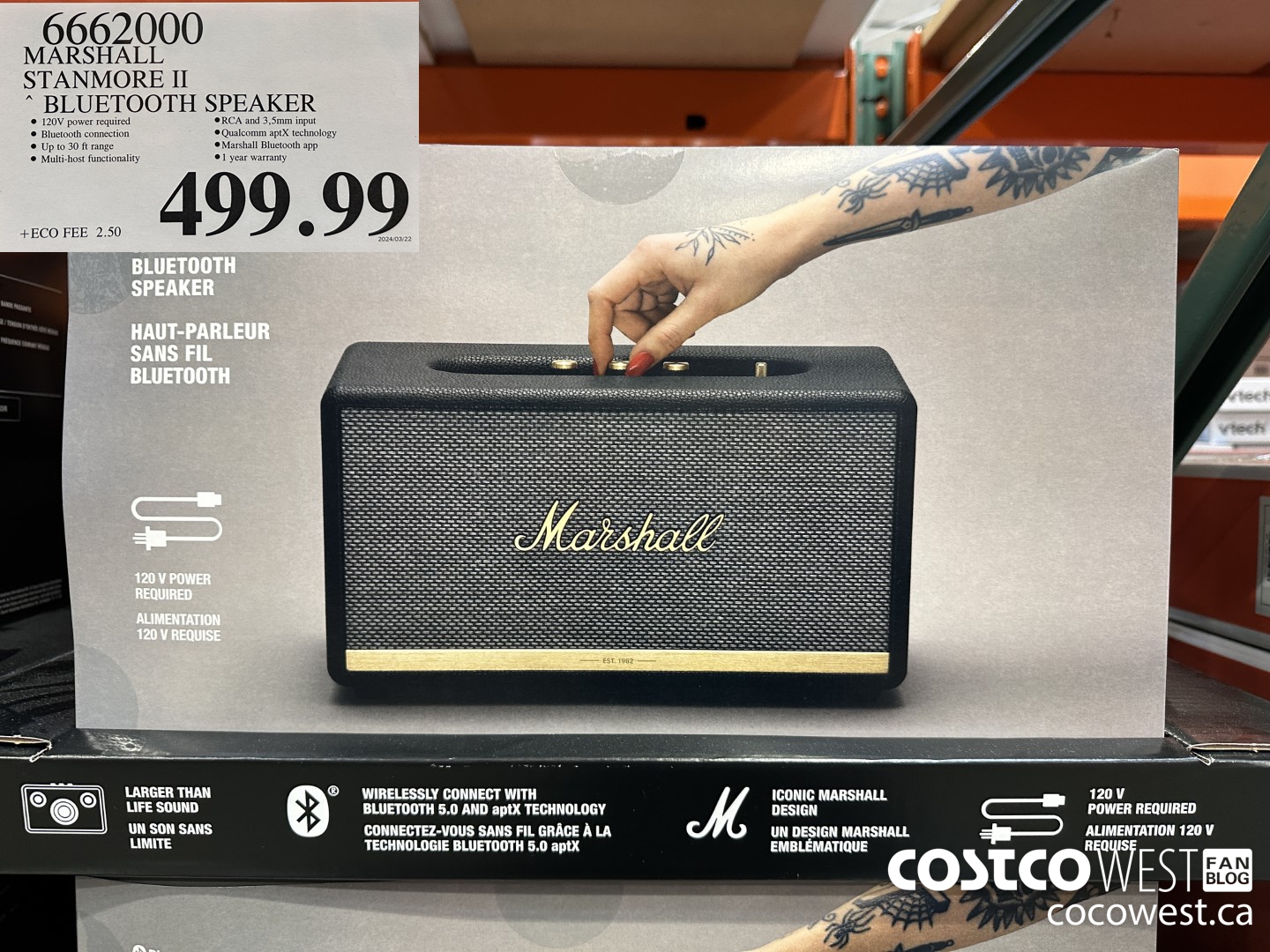 6662000 MARSHALL STANMORE II BLUETOOTH SPEAKER $499.99