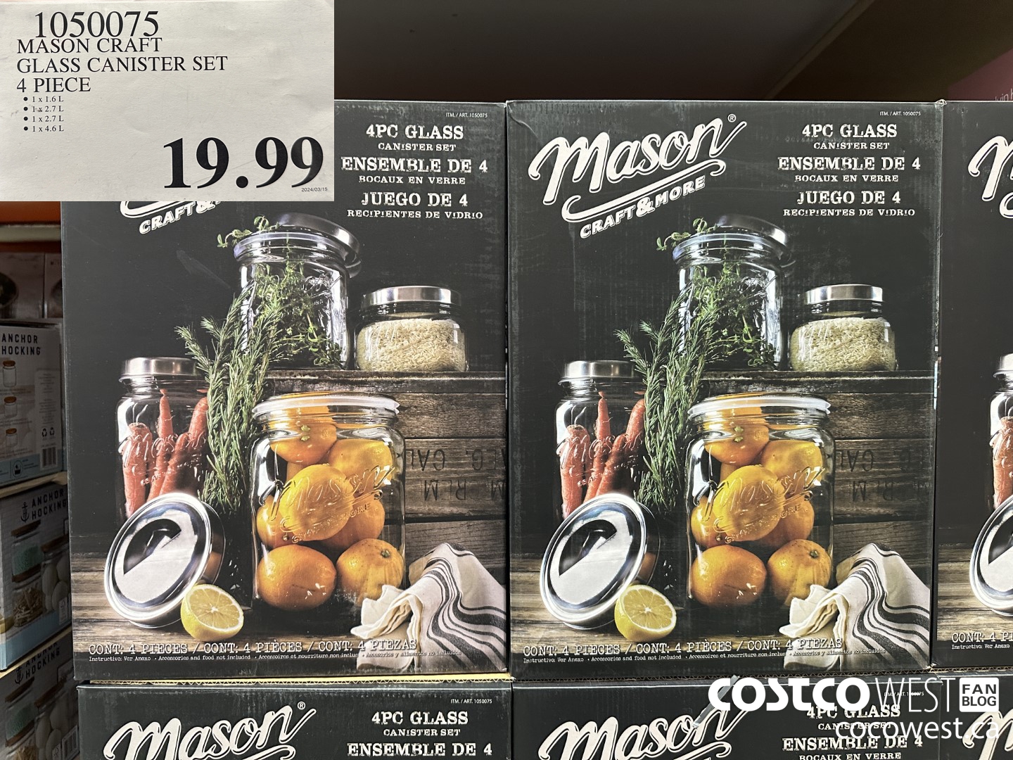 1050075 MASON GLASS STORAGE SET 4 PIECE $19.99