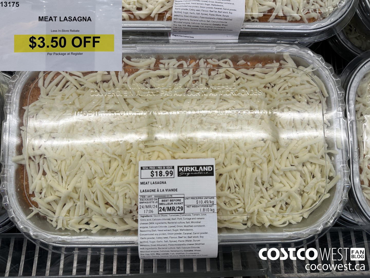 13175 MEAT LASAGNA ($3.50 INSTANT SAVINGS)