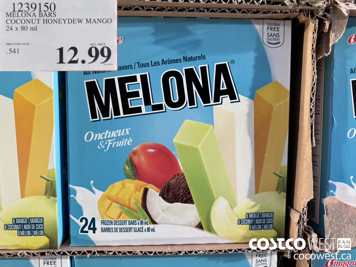 1239150 MELONA BARS COCONUT HONEYDEW MANGO 24 X 80 ML $12.99