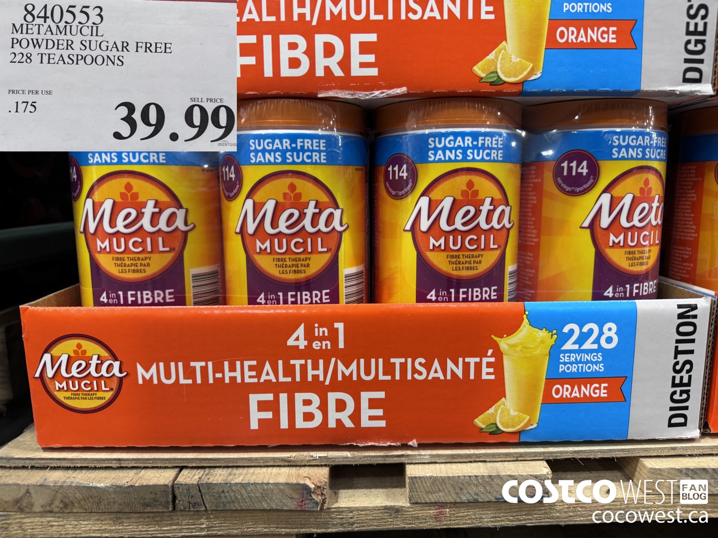 840553 METAMUCIL POWDER SUGAR FREE 228 TEASPOONS $39.99