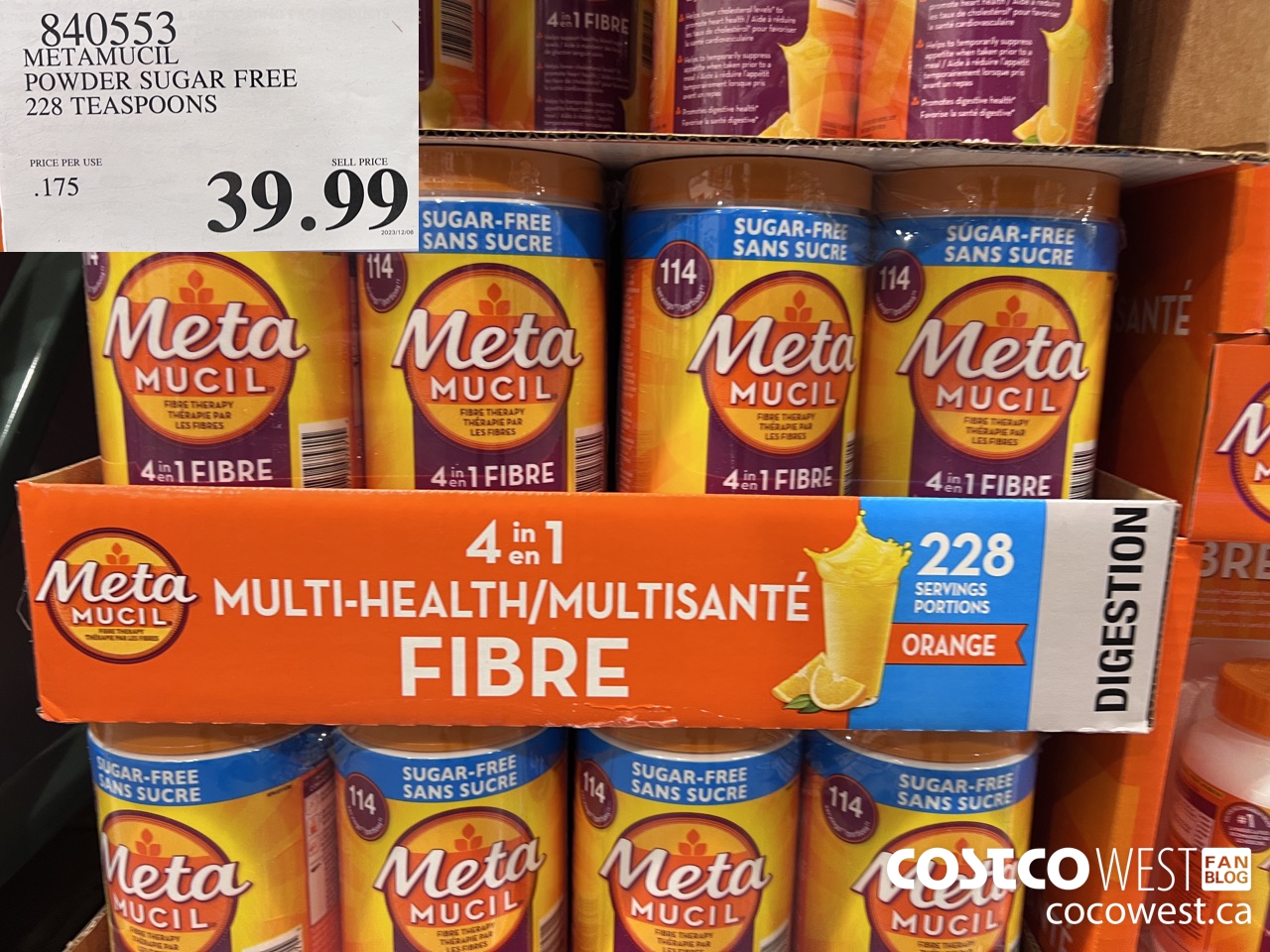 840553 METAMUCIL POWDER SUGAR FREE 228 TEASPOONS $39.99