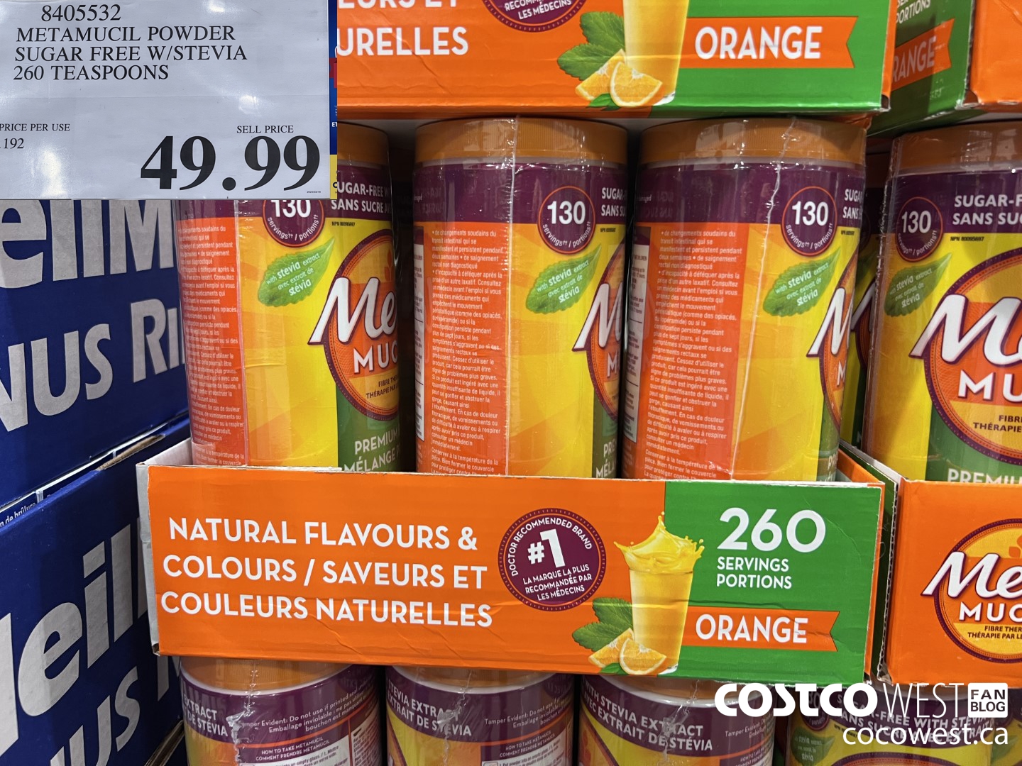 8405532 METAMUCIL POWDER SUGAR FREE W/STEVIA 260 TEASPOONS $49.99