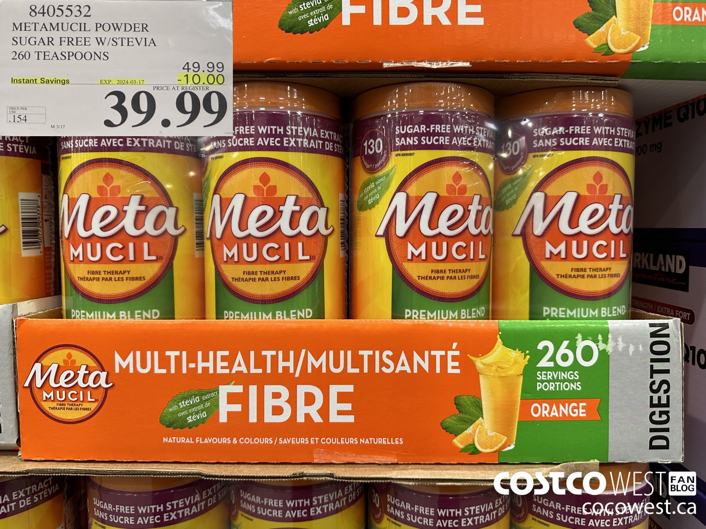 8405532 METAMUCIL POWDER SUGAR FREE W/STEVIA 260 TEASPOONS  ($10.00 INSTANT SAVINGS EXPIRES ON 2024-03-17) $39.99