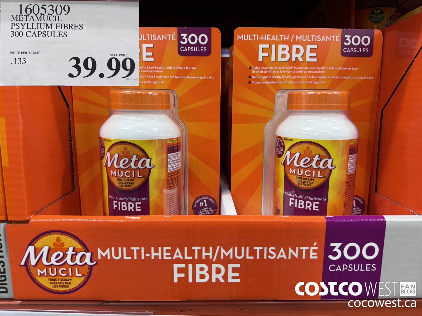 1605309 METAMUCIL PSYLLIUM FIBRES 300 CAPSULES $39.99