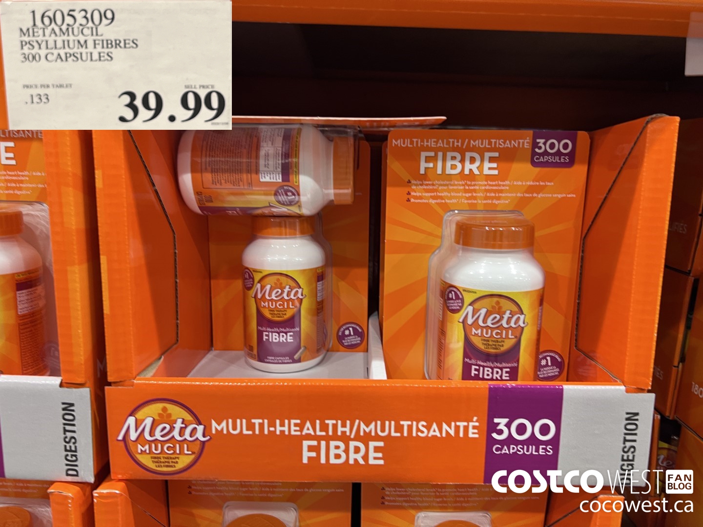 1605309 METAMUCIL PSYLLIUM FIBRES 300 CAPSULES $39.99