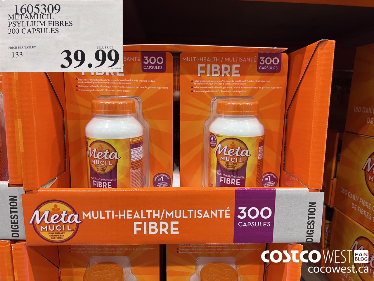 1605309 METAMUCIL PSYLLIUM FIBRES 300 CAPSULES $39.99