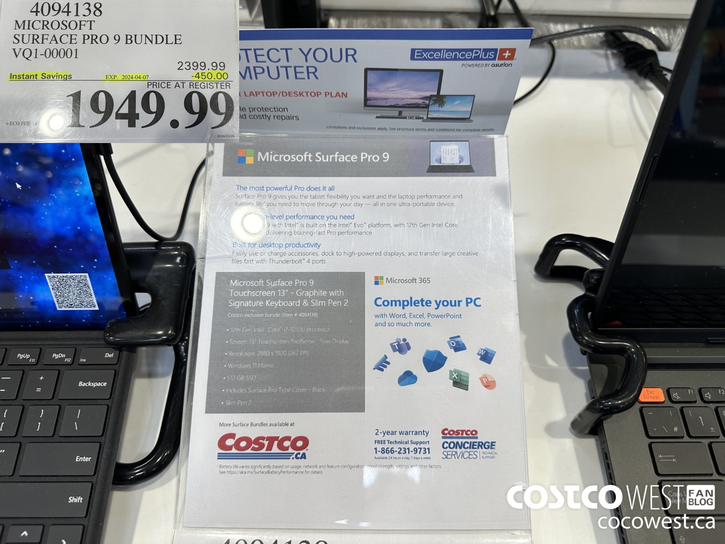 4094138 MICROSOFT SURFACE PRO 9 BUNDLE VQ1-00001 ($450.00 INSTANT SAVINGS EXPIRES ON 2024-04-07) $1949.99