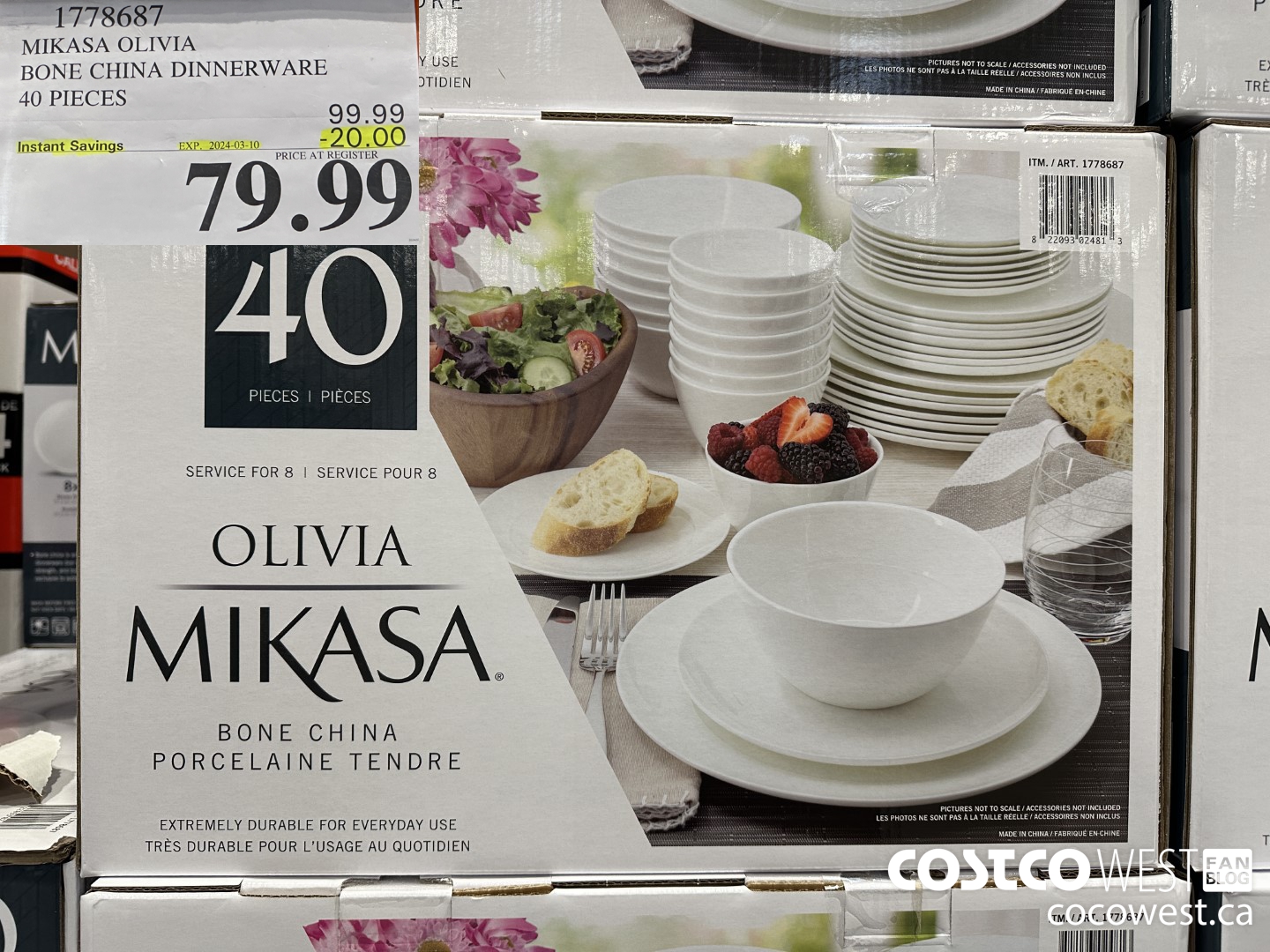 1778687 MIKASA OLIVIA BONE CHINA DINNERWARE 40 PIECES ($20.00 INSTANT SAVINGS EXPIRES ON 2024-03-10) $79.99