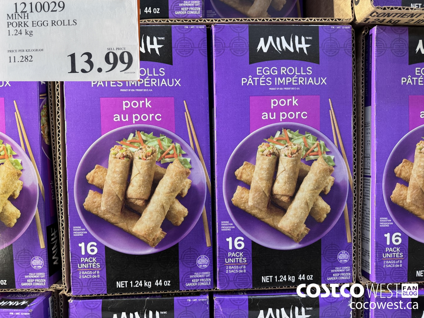 1210029 MINI PORK EGG ROLLS 1.24 kg $13.99