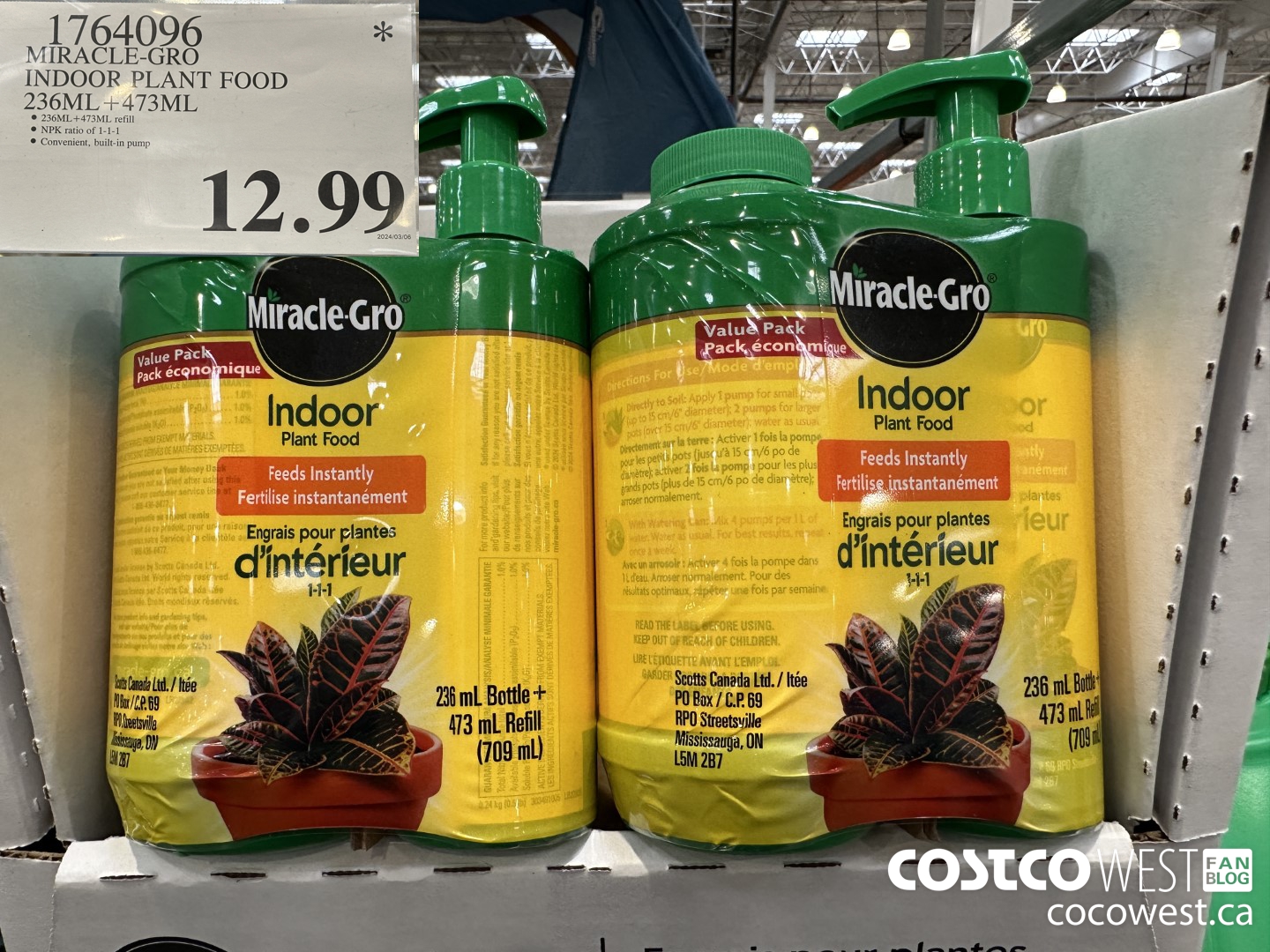 1764096 MIRACLE-GRO INDOOR PLANT FOOD 236ML + 473ML $12.99