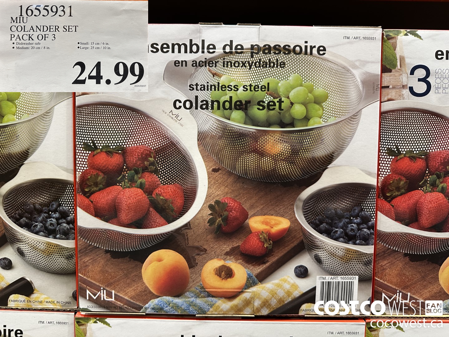 1655931 MIU 3-PIECE COLANDER SET $24.99