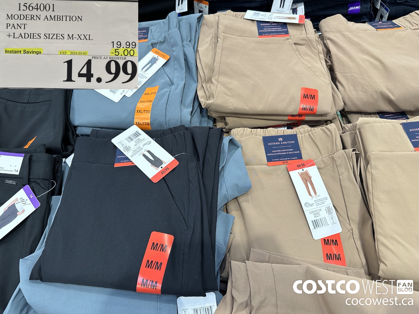 1564001 MODERN AMBITION PANT LADIES SIZES M-XXL ($5.00 INSTANT SAVINGS EXPIRES ON 2024-03-03) $14.99