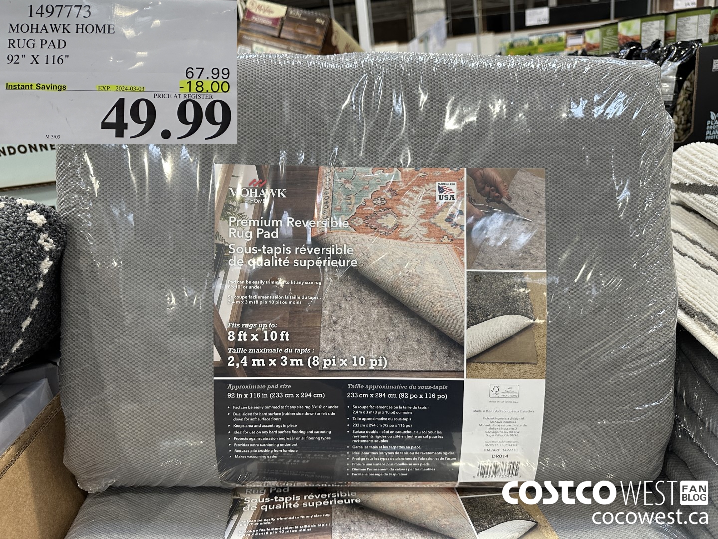 1497773 MOHAWK HOME RUG PAD 92