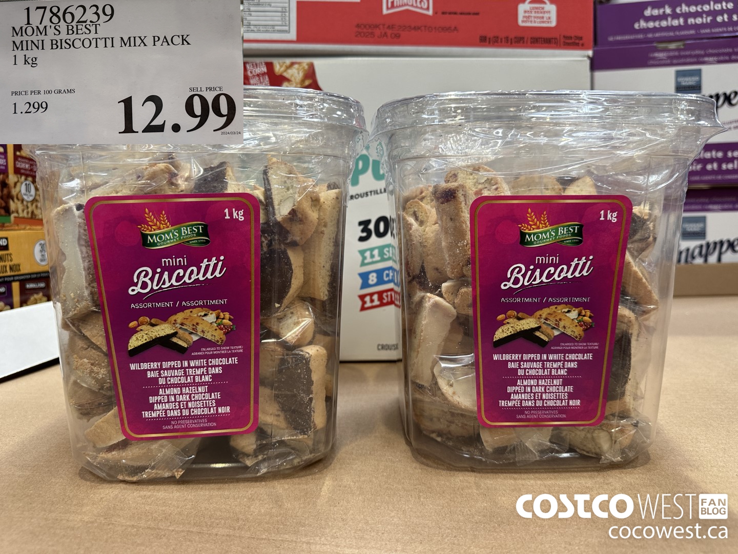 1786239 MOM'S BEST MINI BISCOTTI MIX PACK 1 KG $12.99
