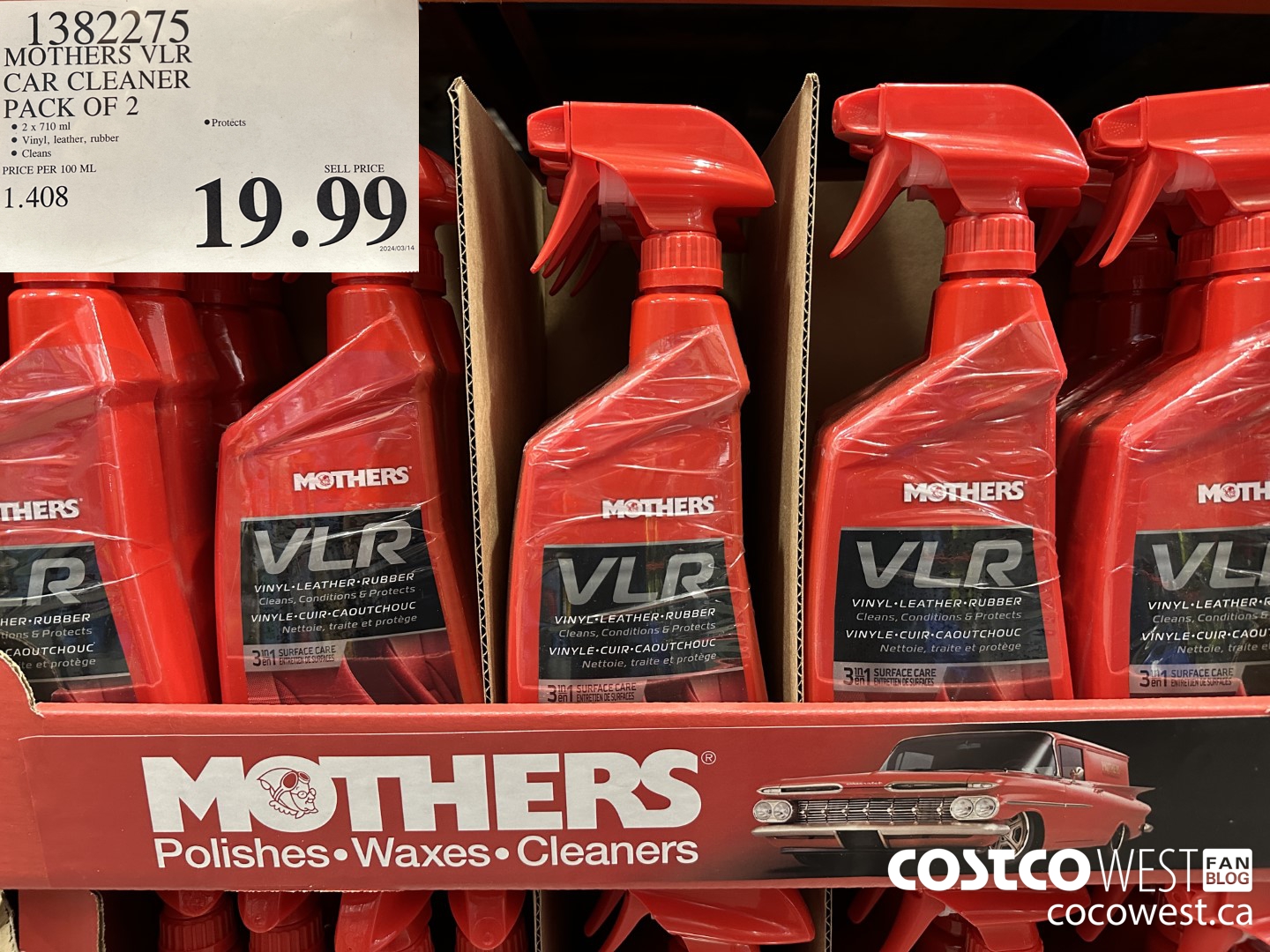 1382275 MOTHERS VLR CAR CLEANER PACK OF 2 $19.99