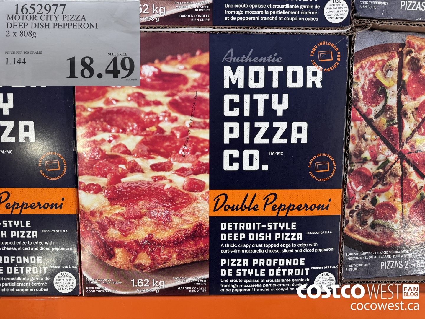 1652977 MOTOR CITY PIZZA DEEP DISH PEPPERONI 2 X 808G $18.49