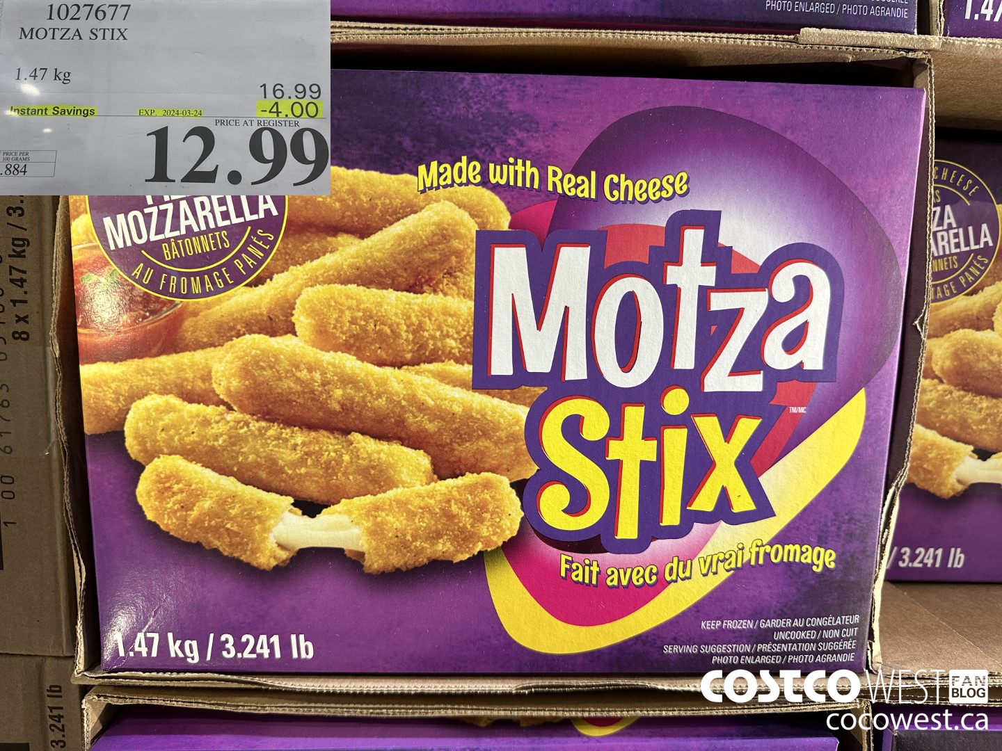 1027677 MOTZA STIX 1.47 kg ($4.00 INSTANT SAVINGS EXPIRES ON 2024-03-24) $12.99