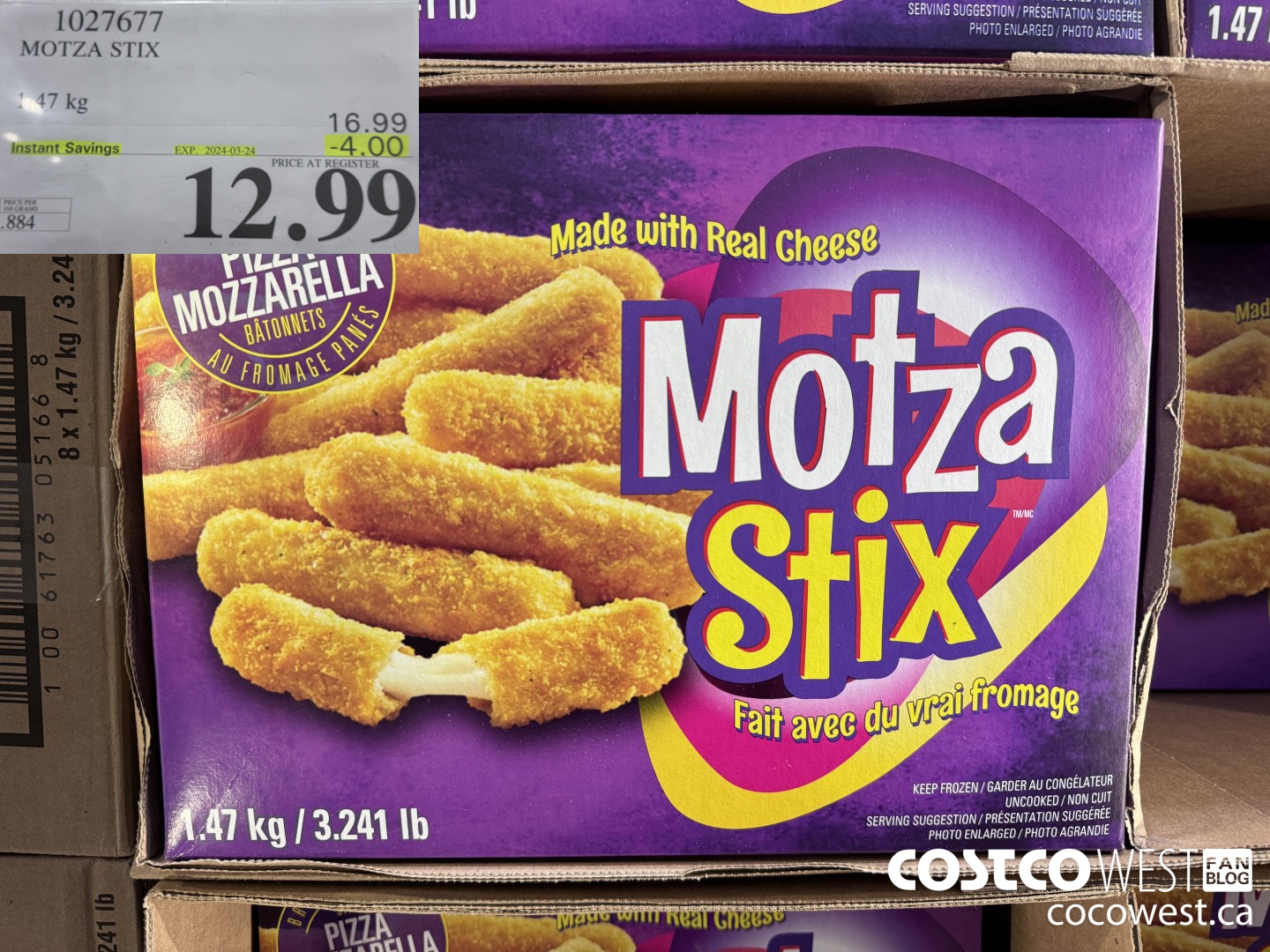 1027677 MOTZA STIX 1.47 kg ($4.00 INSTANT SAVINGS EXPIRES ON 2024-03-24) $12.99