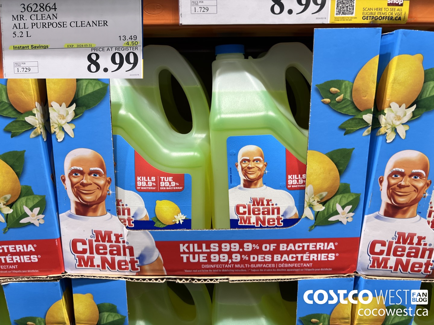 362864 MR. CLEAN ALL PURPOSE CLEANER 5.2 L ($4.50 INSTANT SAVINGS EXPIRES ON 2024-03-31) $8.99