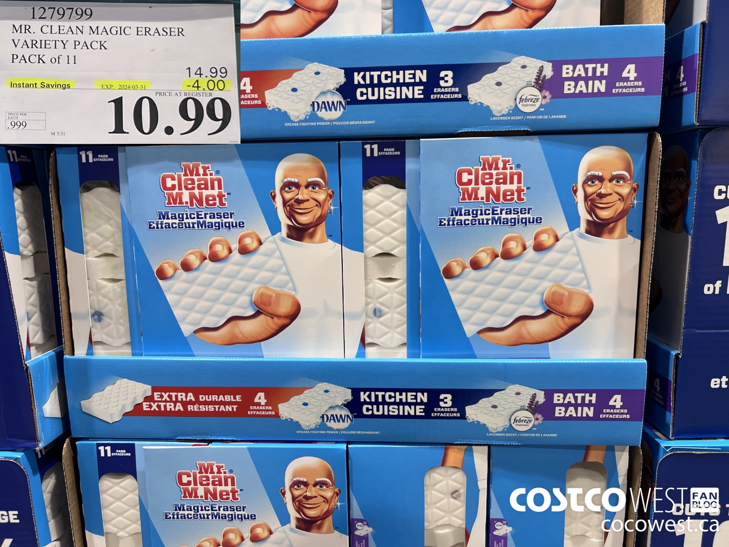 1279799 MR. CLEAN MAGIC ERASER VARIETY PACK PACK OF 11 ($4.00 INSTANT SAVINGS EXPIRES ON 2024-03-31) $10.99