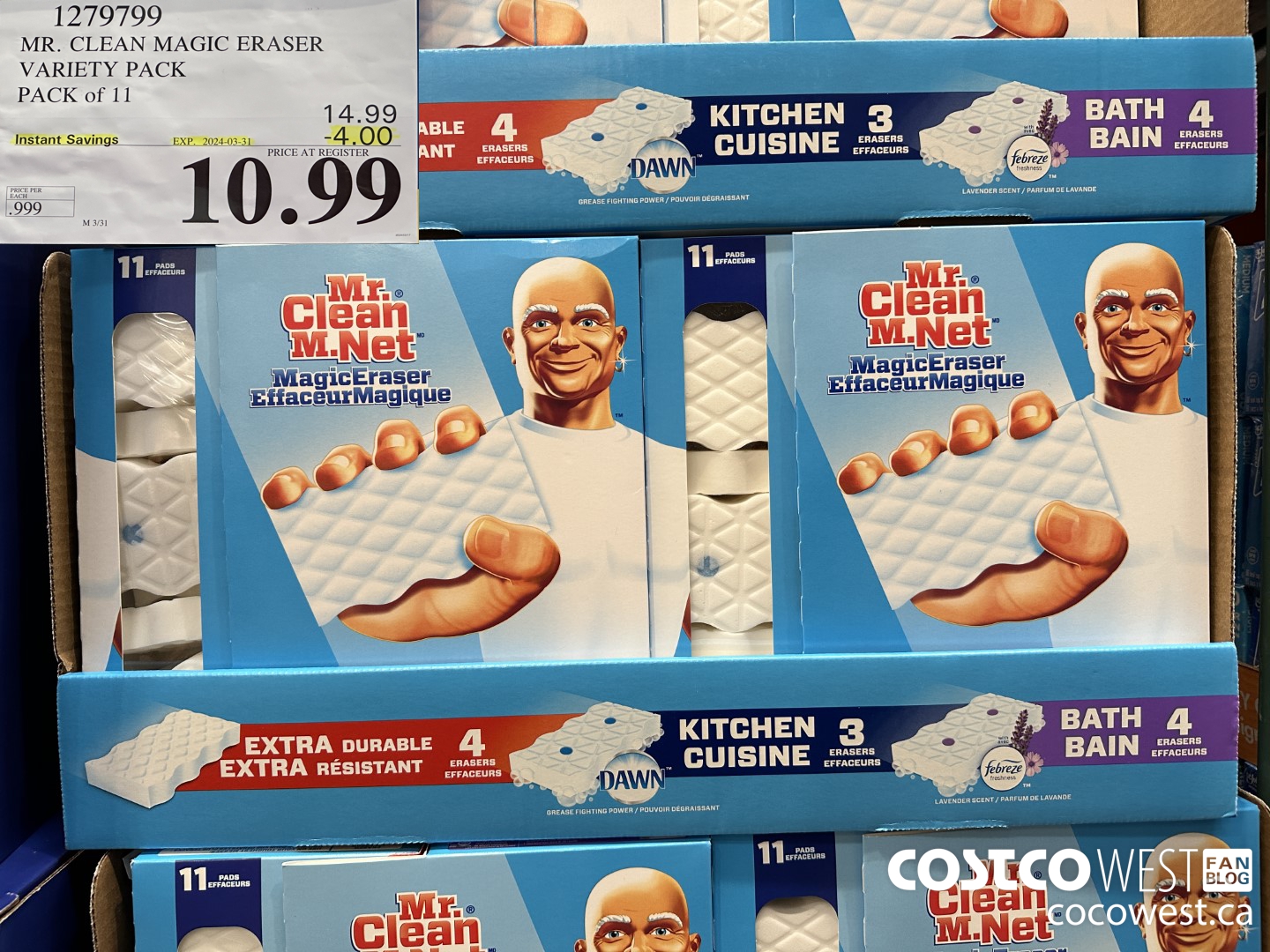 1279799 MR. CLEAN MAGIC ERASER VARIETY PACK PACK OF 11 ($4.00 INSTANT SAVINGS EXPIRES ON 2024-03-31) $10.99