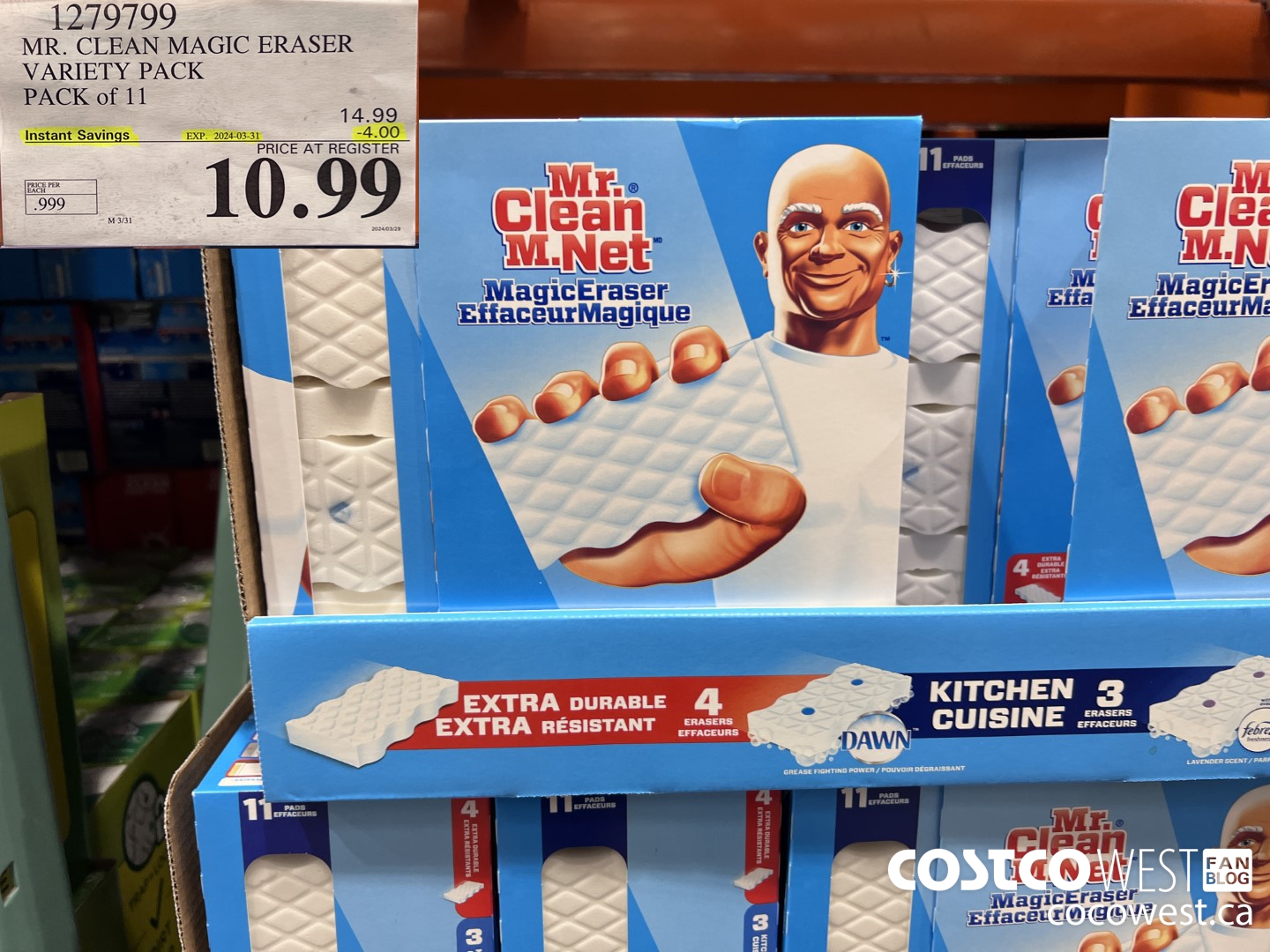 1279799 MR. CLEAN MAGIC ERASER VARIETY PACK PACK OF 11 ($4.00 INSTANT SAVINGS EXPIRES ON 2024-03-31) $10.99