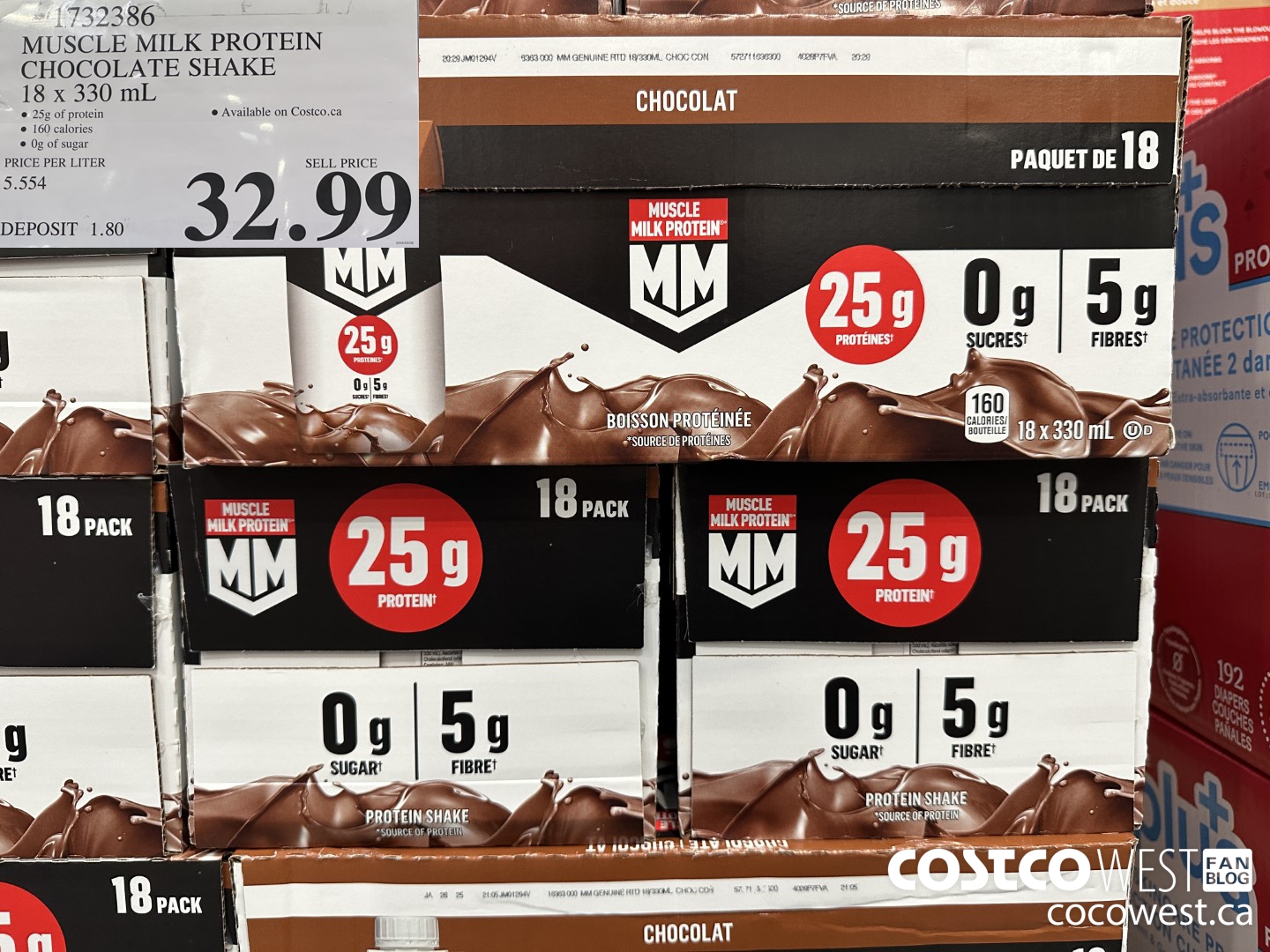 1732386 MUSCLE MILK PROTEIN CHOCOLATE SHAKE 18 x 330 mL $32.99