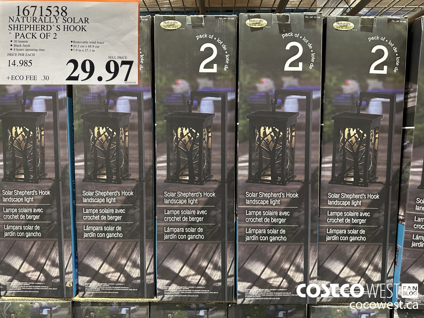 1671538 NATURALLY SOLAR SHEPHERD’ S HOOK PACK OF 2 $29.97