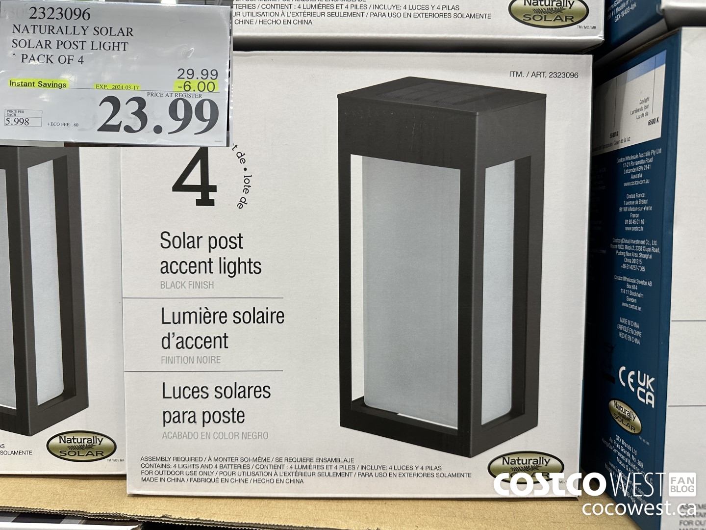 2323096 NATURALLY SOLAR SOLAR POST LIGHT PACK OF 4 ($6.00 INSTANT SAVINGS EXPIRES ON 2024-03-17) $23.99