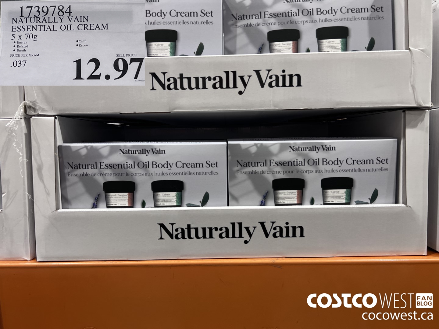 1739784 NATURALLY VAIN ESSENTIAL OIL CREAM 5 X 70G $12.97