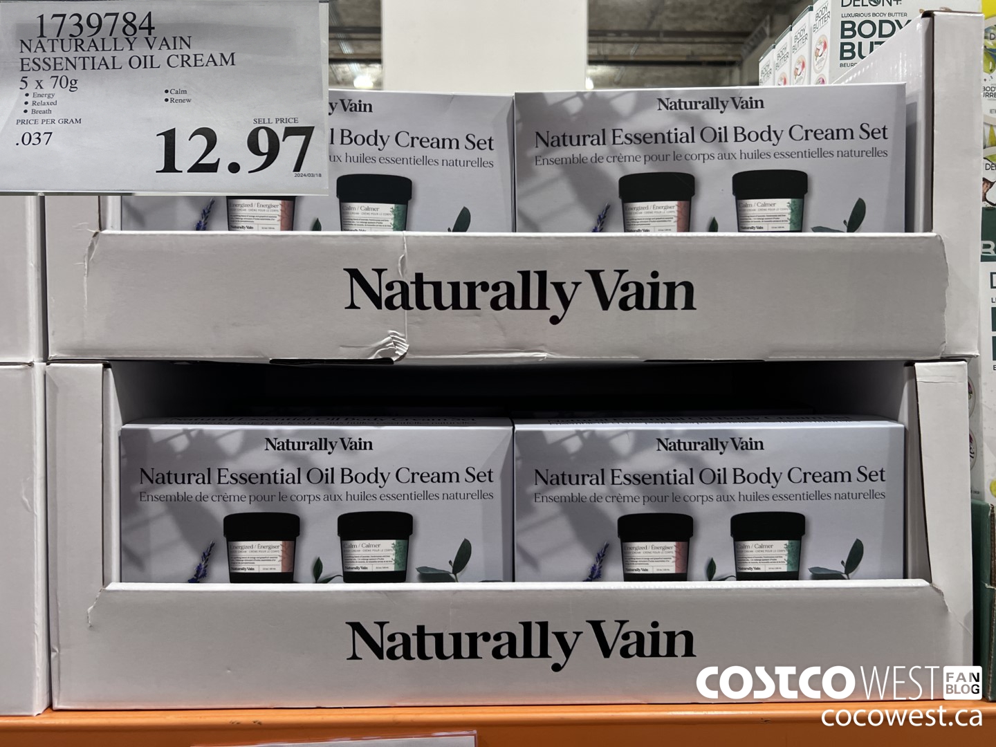 1739784 NATURALLY VAIN ESSENTIAL OIL CREAM 5 X 70G $12.97