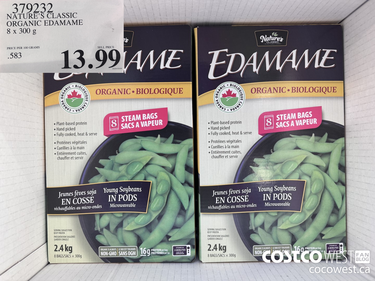 379232 NATURE'S CLASSIC ORGANIC EDAMAME 8 x 300 g $13.99