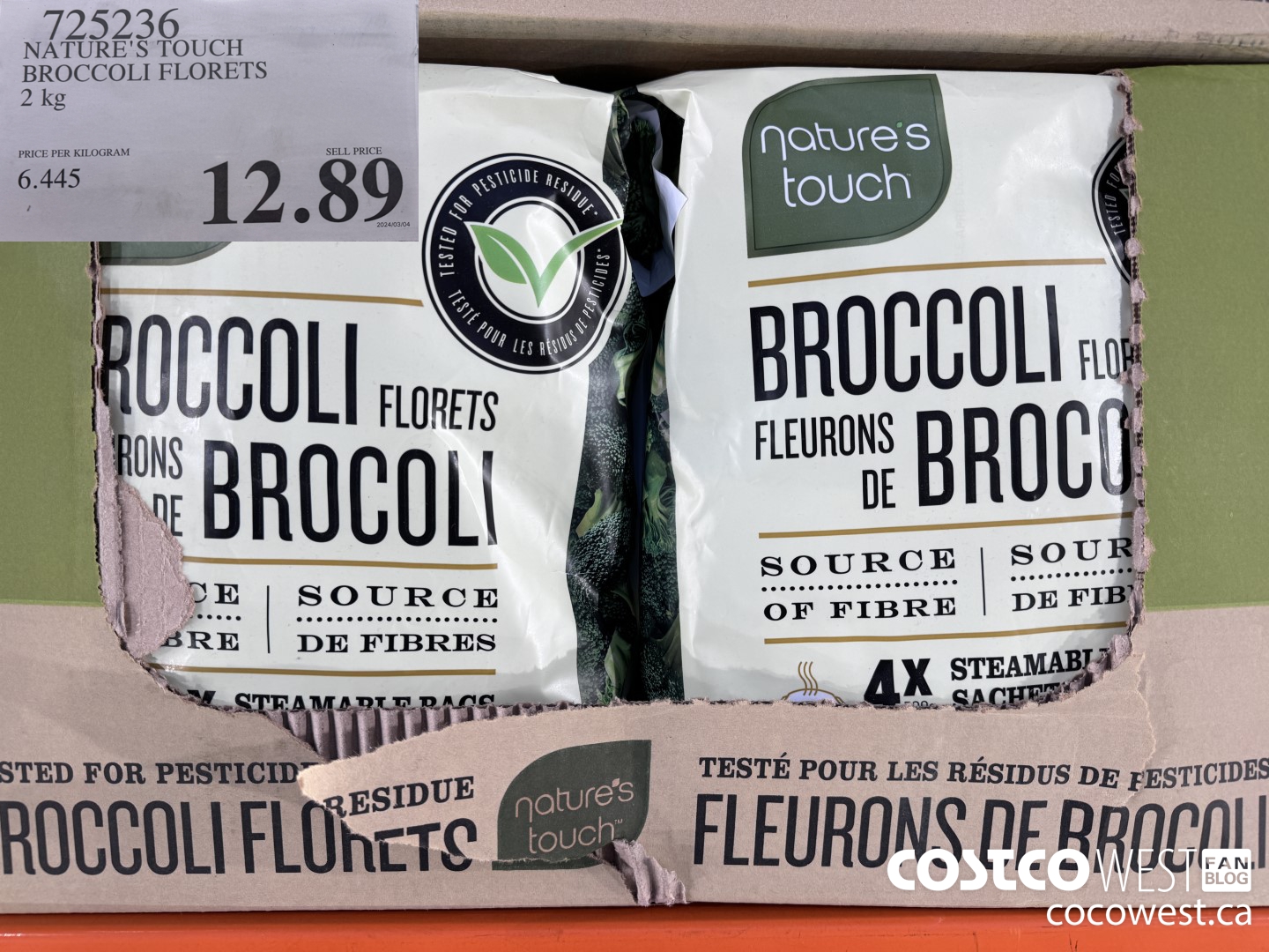 725236 NATURE'S TOUCH BROCCOLI FLORETS 2 kg $12.89
