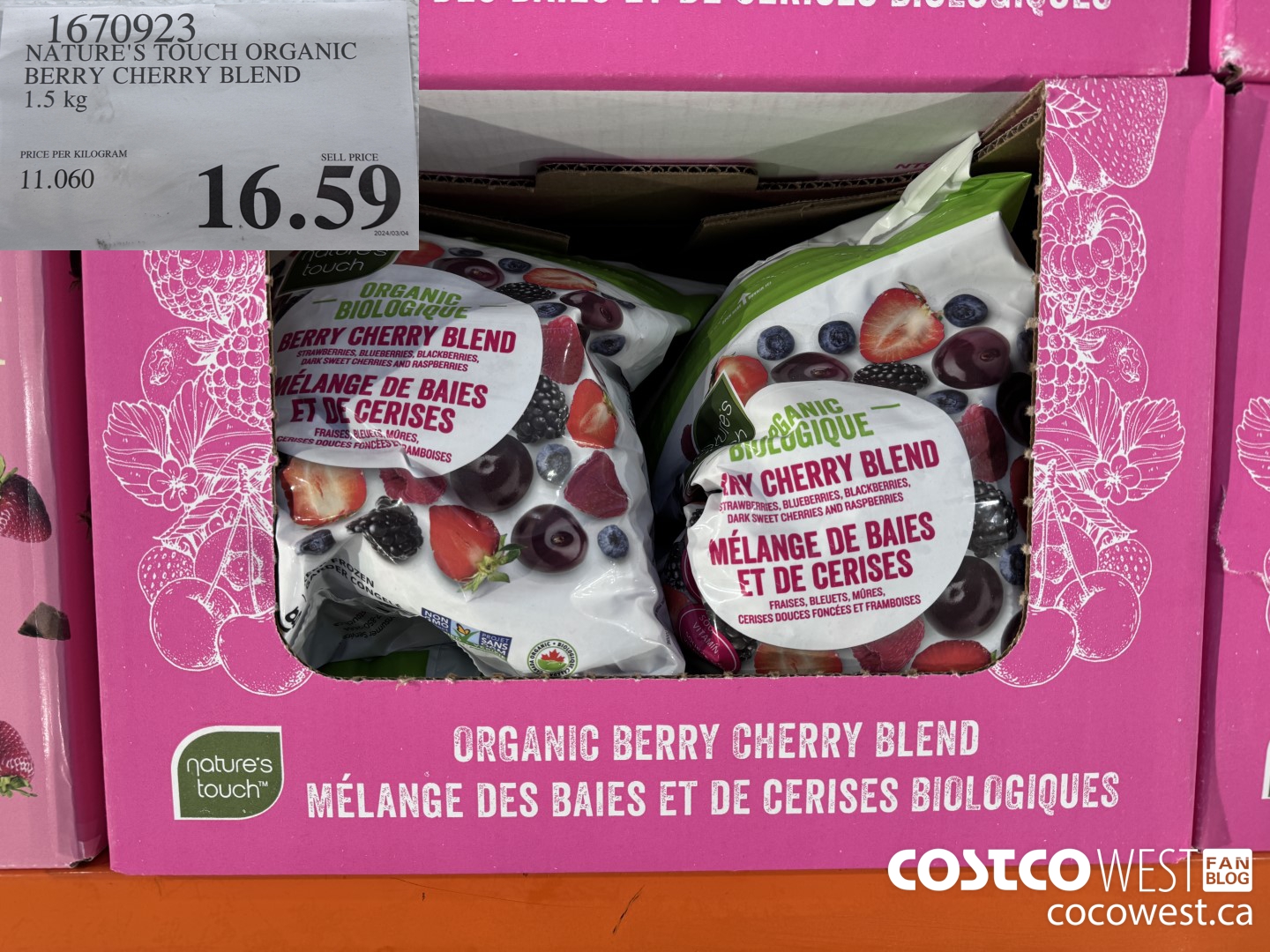 1670923 NATURE'S TOUCH ORGANIC BERRY CHERRY BLEND 1.5 KG $16.59