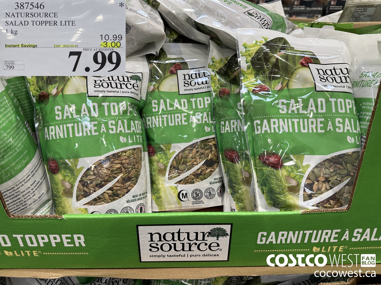 387546 NATURSOURCE SALAD TOPPER LITE 1 kg ($3.00 INSTANT SAVINGS EXPIRES ON 2024-03-03) $7.99