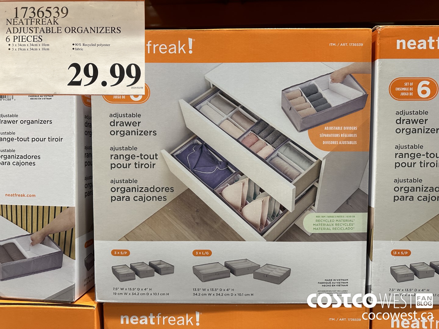 1736539 NEATFREAK ADJUSTABLE ORGANIZERS 6 PIECES $29.99